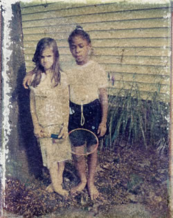Lilly and Sarah, Polaroid transfer, 4" x 3" 