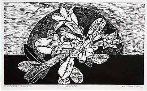 Hank Mascotte, 'Desert Rose', block print on rice paper